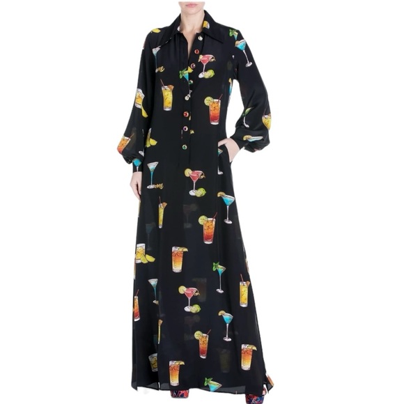 PARTY GIRL MAXI DRESS - CHEERS! Cocktails black size small 70’s chic jewels - Picture 2 of 14